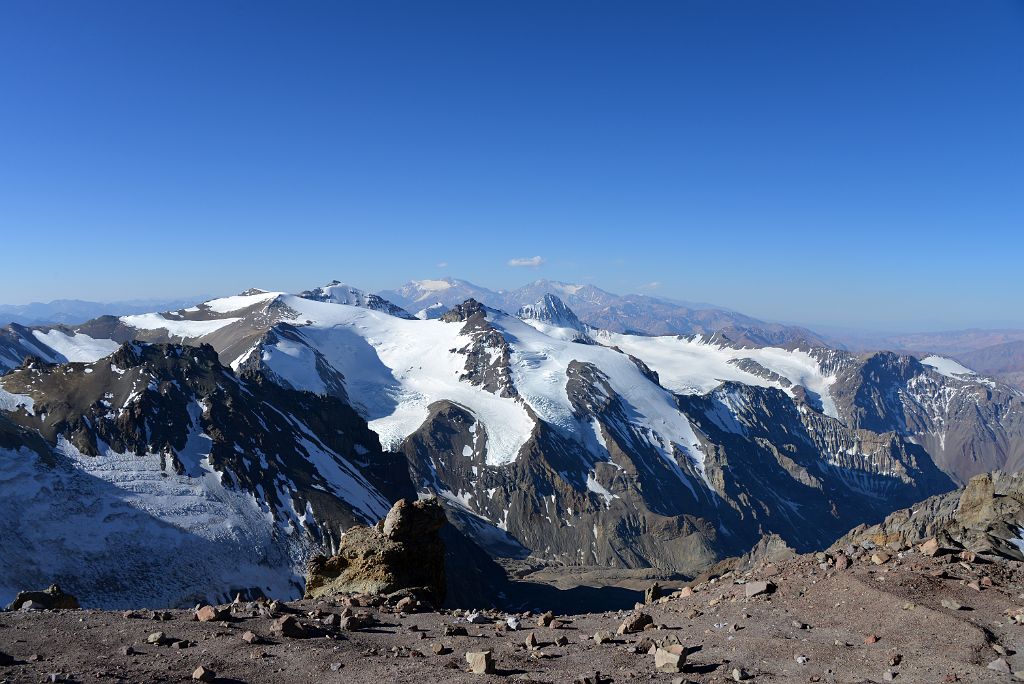 32 Cerro Fitzgerald, Zurbriggen, Cupola de Gussfeldt, Cerro Link And La Mano With La Mesa, Mercedario, Alma Negra, Ramada In The Distance Late Afternoon From Aconcagua Camp 2 5482m